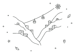 Ilustración de Medellín: el valle rodeado de montañas con el metrocable